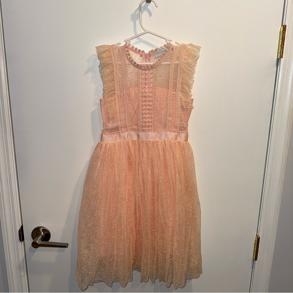 Trish Scully Pink Lace Child Dress Size 5 Toddler